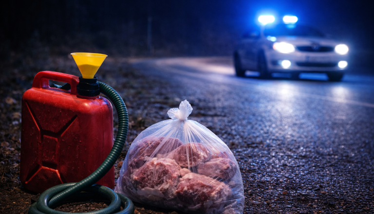 Poskus tatvine goriva in mesa na Dolenjskem se je končal policistom v prid