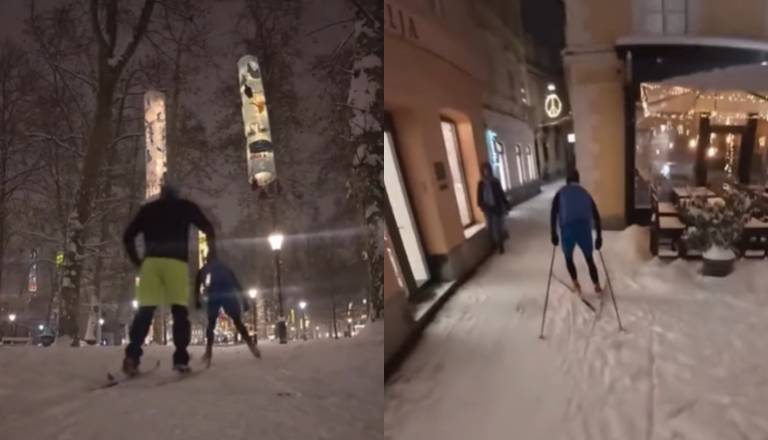 VIDEO: Tek na smučeh v središču Ljubljane