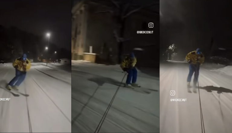 Nedolžne zimske vragolije ali huda nevarnost? Privezan na avto smučal po cesti