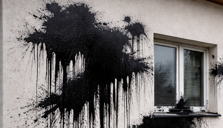 Vandali s črno barvo nad fasado hiše, škode za 15 tisočakov