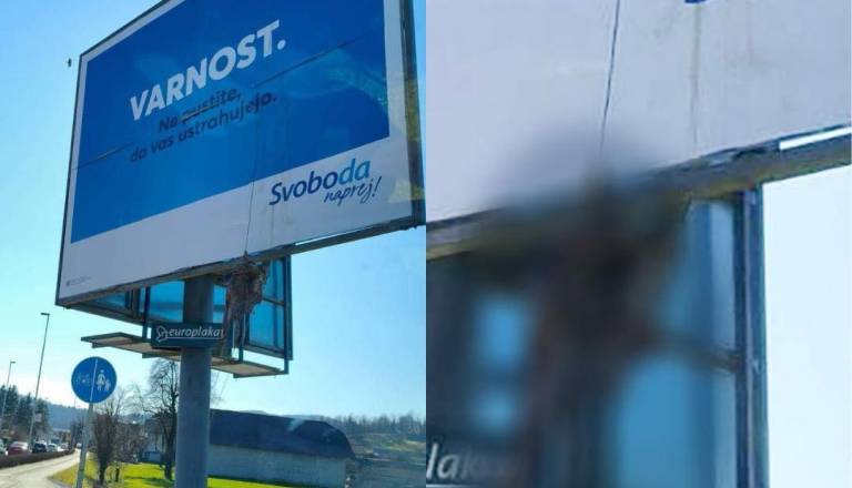 Na plakat Gibanja Svoboda obesili truplo psa: »Pretreseni in šokirani smo«