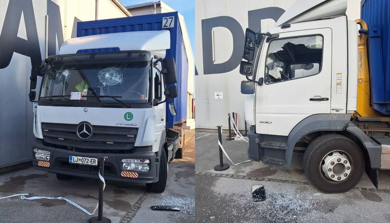 Neznanci poškodovali tovornjak SNG Drame Ljubljana