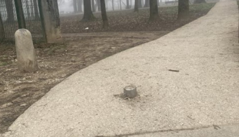 Pri igrišču na Kodeljevem past za pešce