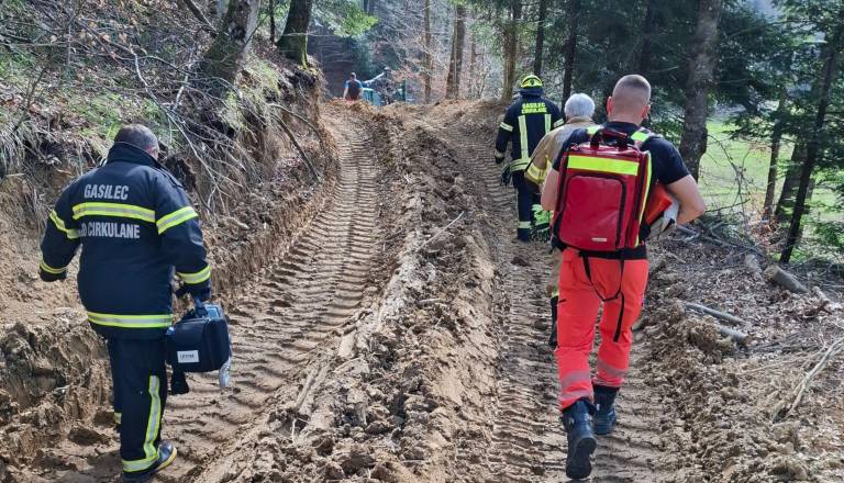 Nesreča pri delu, gasilci pomagali poškodovanemu gozdarju