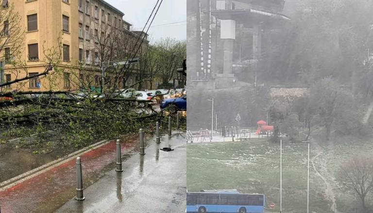 FOTO in VIDEO: Tudi na Hrvaškem pravo razdejanje, podrti drogovi in odpovedan pouk