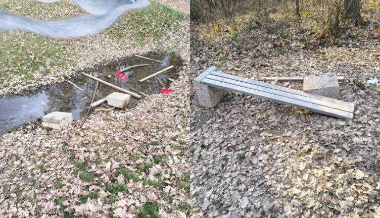 Šok ob Mariboru: Razdejanje na prostoru za mlade, klopi končale v jarku