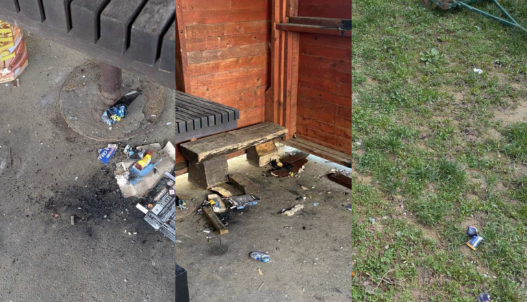 FOTO: V športnem parku požigali ciprese, ograjo in uničevali inventar