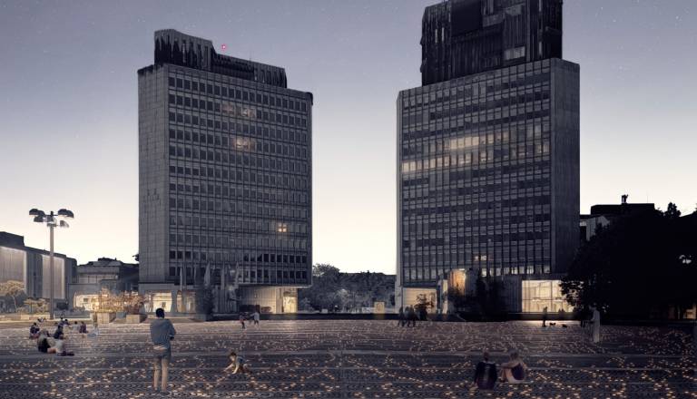 FOTO: Na Trgu republike bo stal spomenik osamosvojitve: Luči, zastava in skrivnostni napis