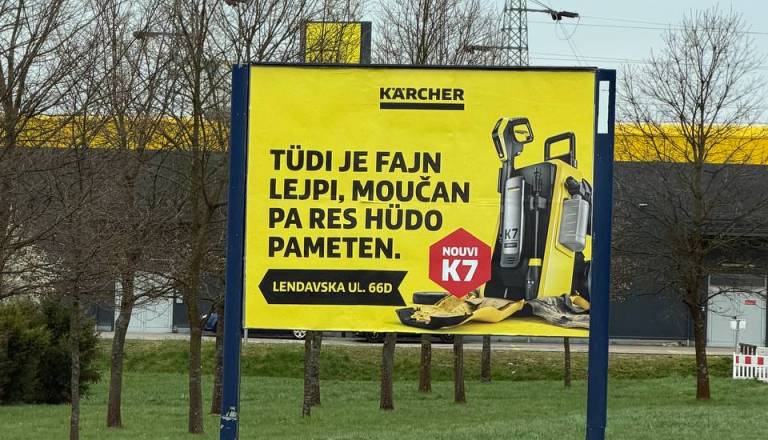 Kärcher v Prekmurju udaril mimo, oglas v 'narečju', ki to ni