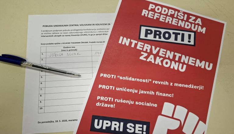Sindikati podpise proti interventnemu zakonu zbirajo tudi v Novem mestu