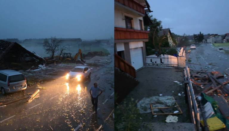 Silovit veter razdejal Klanec pri Komendi, gasilci imajo polne roke dela