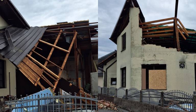 FOTO: Huda ura prizadela Komendo, poškodovanih več kot sto objektov: »Škoda je ogromna«
