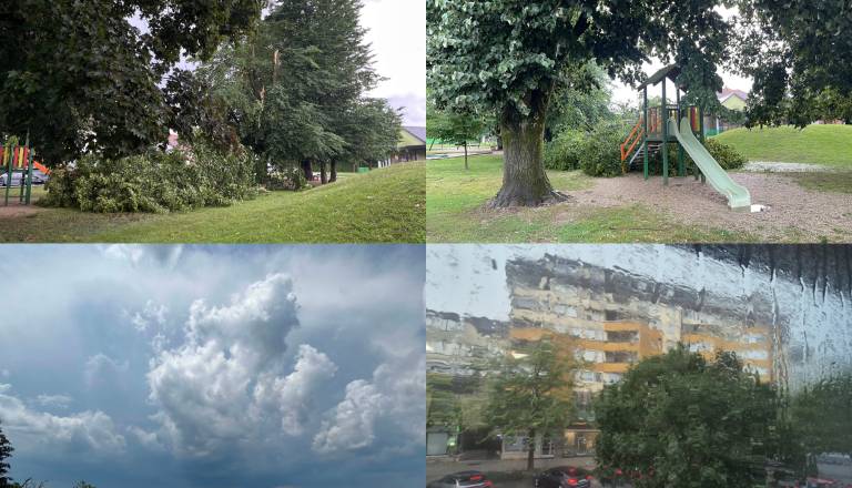 FOTO in VIDEO: Nevihtni pas znova pustošil po Pomurju, pri soboškem vrtcu podrlo drevo