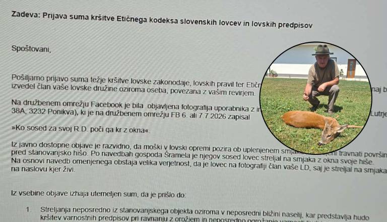 Fotografija srnjaka razburila javnost: Štajerski lovci odgovarjajo na očitke o odstrelu iz okna 