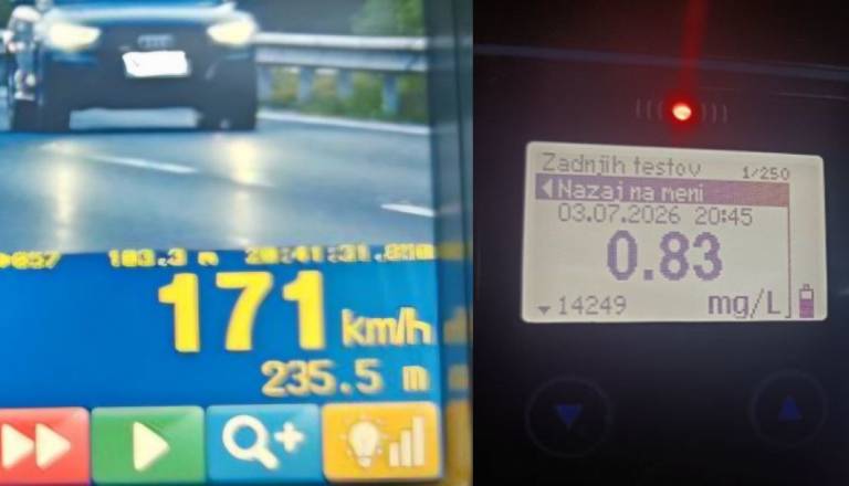 Štajerski policisti ustavili voznika, ki je po avtocesti vozil 170 kilometrov na uro, za volanom ni bil trezen