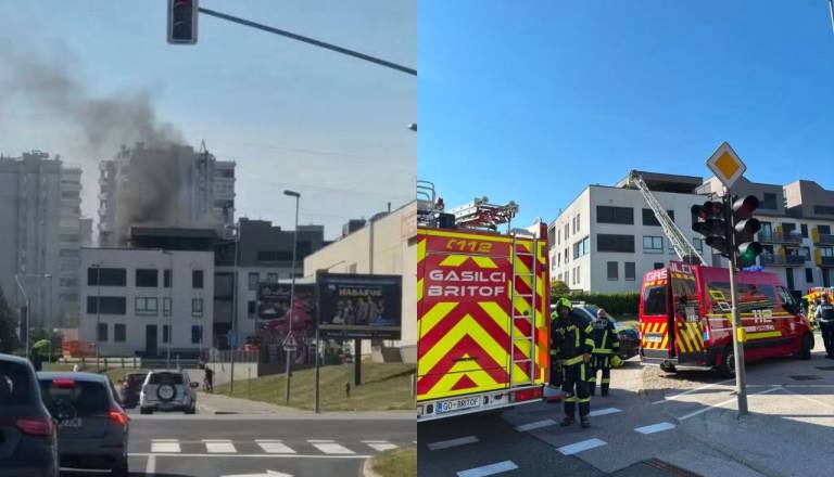 V Kranju požar na strehi večstanovanjskega objekta, evakuirali 32 stanovalcev