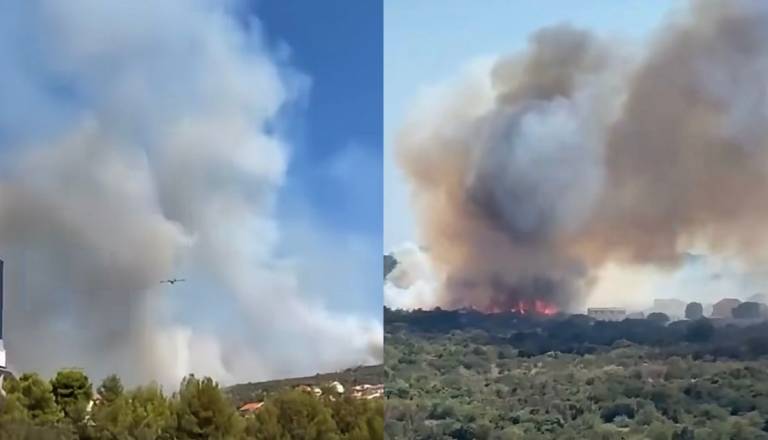 VIDEO: Velik požar pri Primoštenu: aktivirali sistem za opozarjanje prebivalcev, na terenu tudi zračne sile