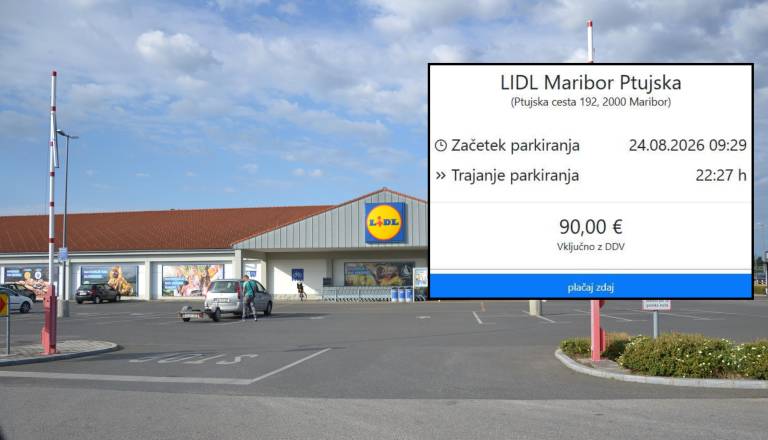 Mariborčan jezen zaradi parkiranja pri Lidlu: Sistem ni zaznal odhoda, grozilo mu je 90 evrov