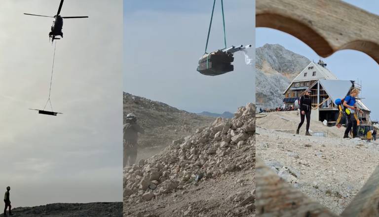 VIDEO: Prenova observatorija na Kredarici v finišu, helikopter dovaža material na 2515 metrov višine