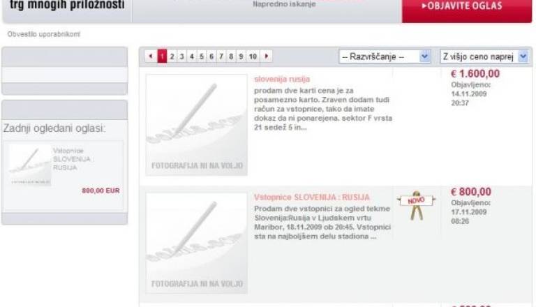 Pojavil se je še drugi najdražji oglas - 400 € za vstopnico