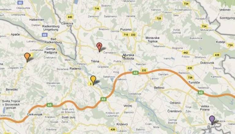 Lokacije stacionarnih radarjev