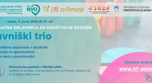 Brezplačna delavnica za društva in zavode: pridobitna dejavnost, sponzorstva in donacije ter prostovoljsko delo