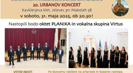 Družina KAVKLER in Etnološko društvo Dravinjske doline vas vabita na 20. URBANOV KONCERT