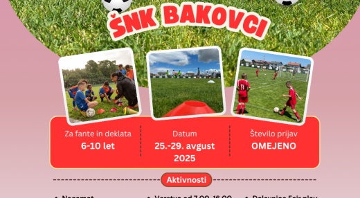 Poletni nogometni tabor v Bakovcih za otroke – prijave odprte!