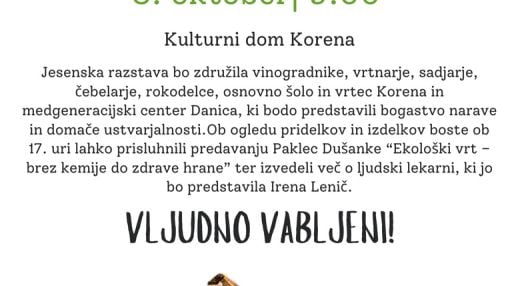 15. tradicionalna Jesenska razstava društva Melisa Korena