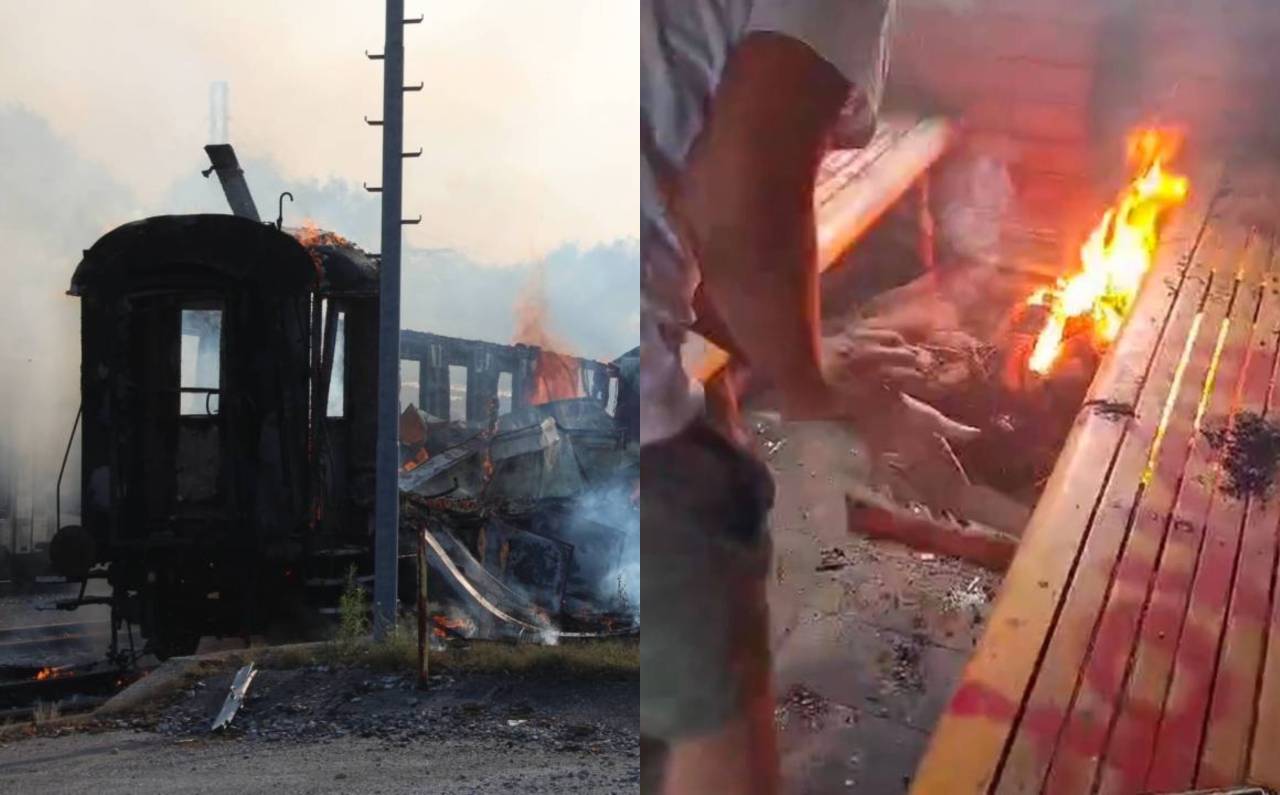 VIDEO: Na Štajerskem zgorel več kot 130 let star vagon, je šlo za požig s strani mladoletnikov?