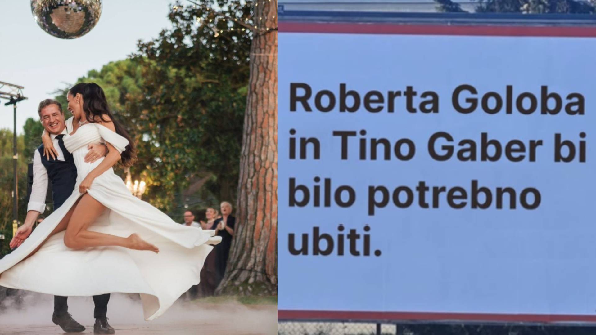 Plakat s pozivom k uboju Goloba in Tine Gaber. Oglasil se je ...