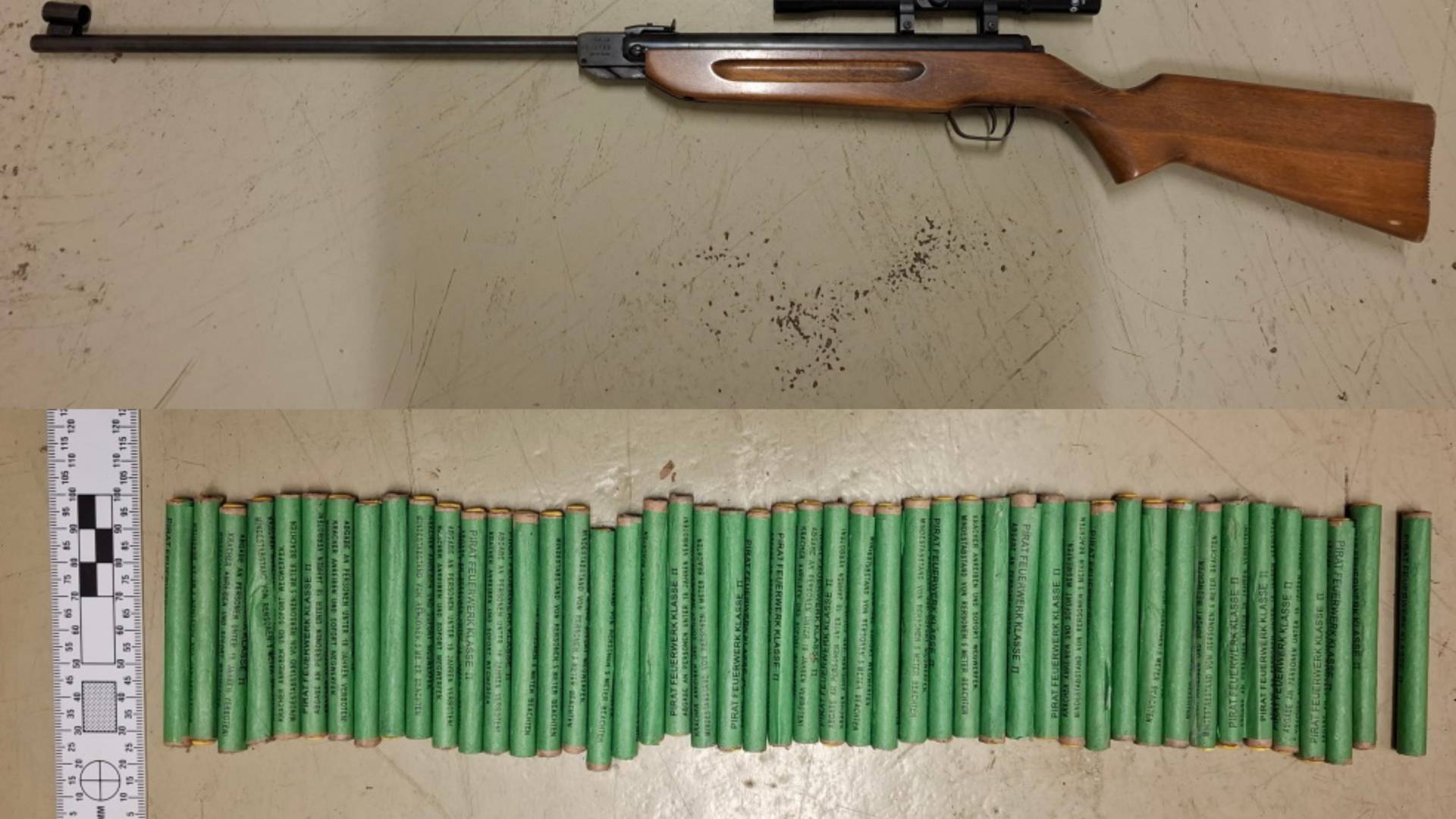 Policisti v Novem mestu pri 37-letnici našli petarde in zračno puško