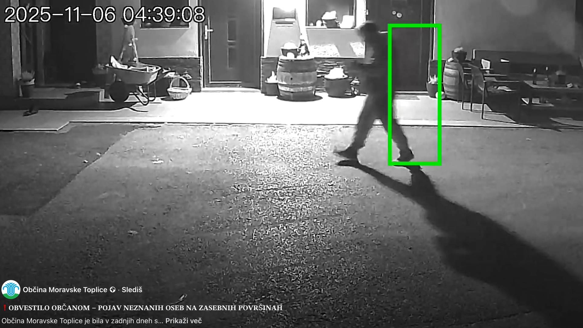 Policija o 'nočnih obiskih': Moški se je gibal po dvorišču, nato so ga pridržali do iztreznitve