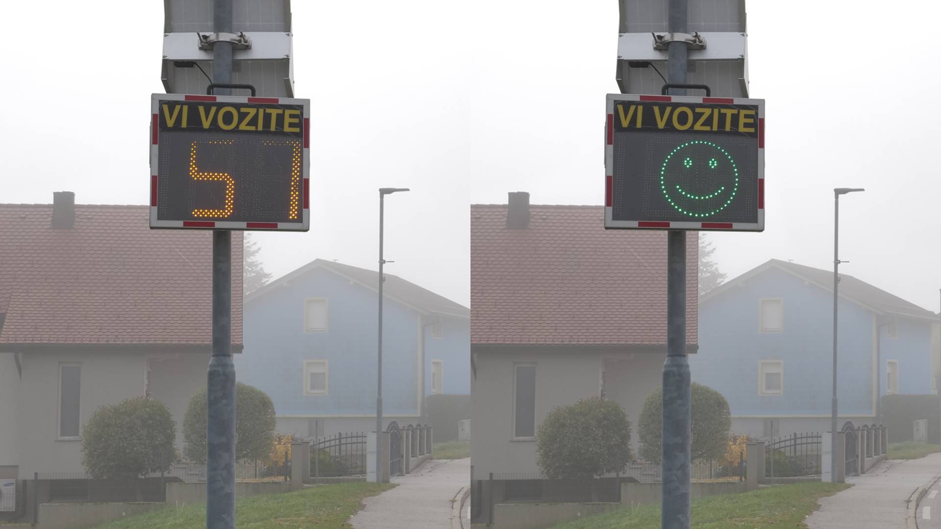 FOTO in VIDEO: Prometni znak se smeje, tudi če se vozniki peljejo prehitro