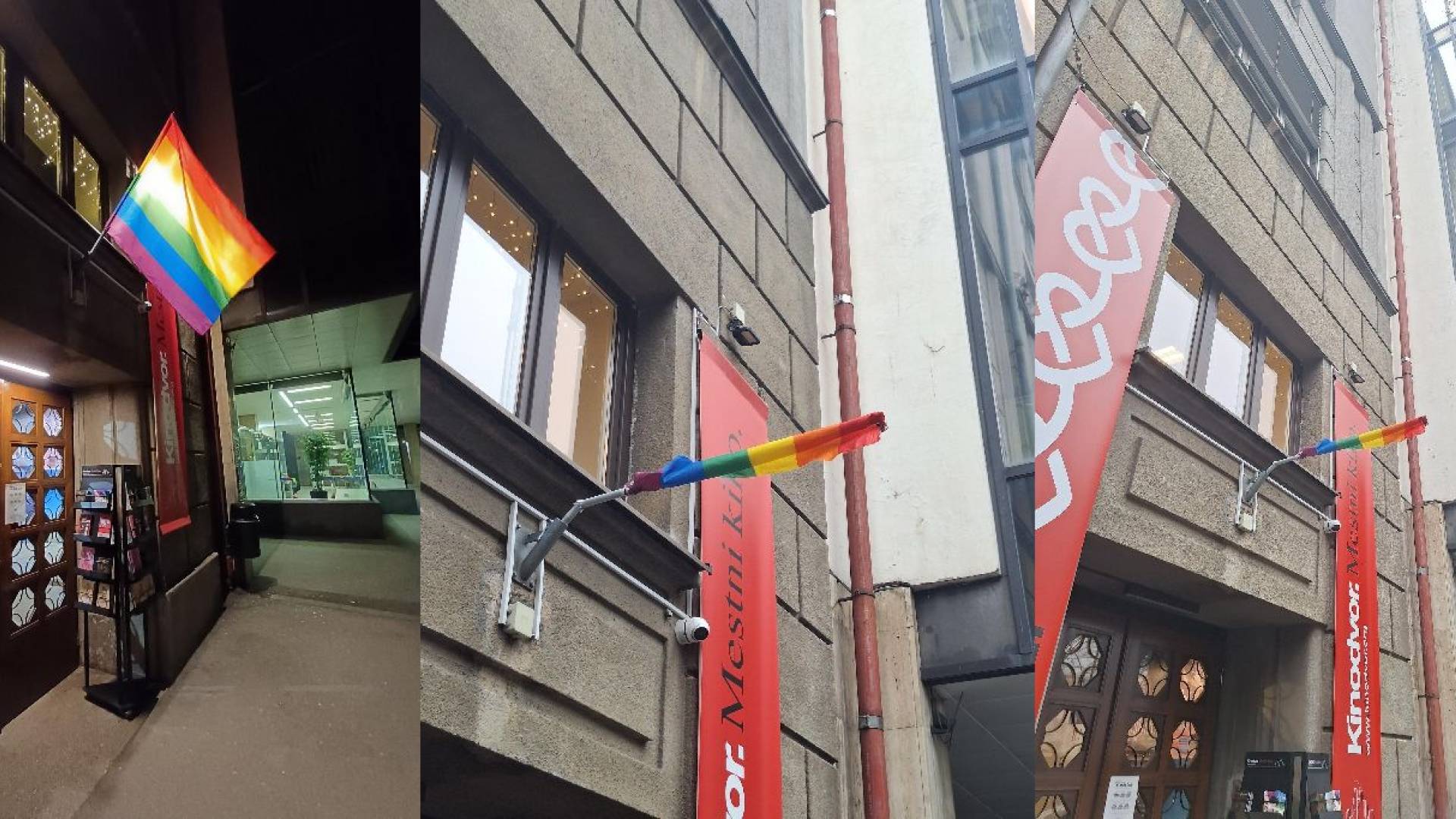 Druga noč, drugi napad: Na Kinodvoru znova brutalno uničili mavrično zastavo