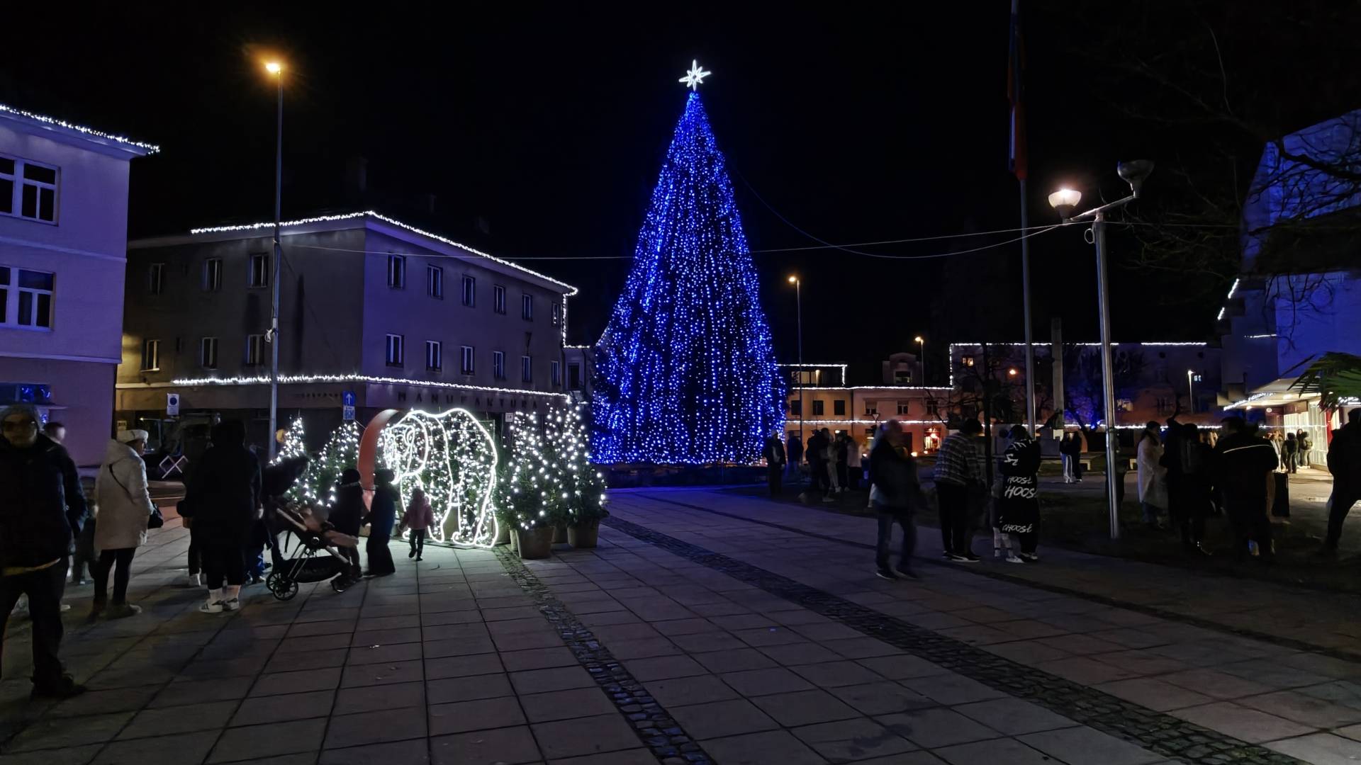 FOTO in VIDEO: Kočevje odeto v praznične luči, mesto krasijo tudi znani lokalni simboli