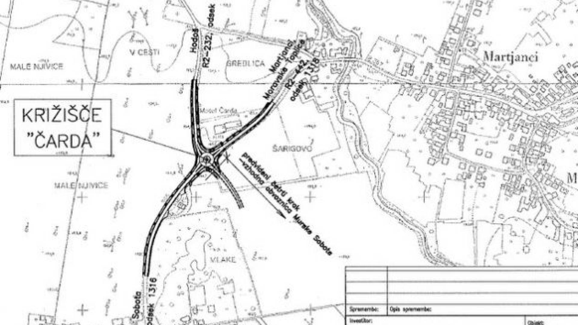 Shematski pogled umestitve krožišča pri Čardi v prostor