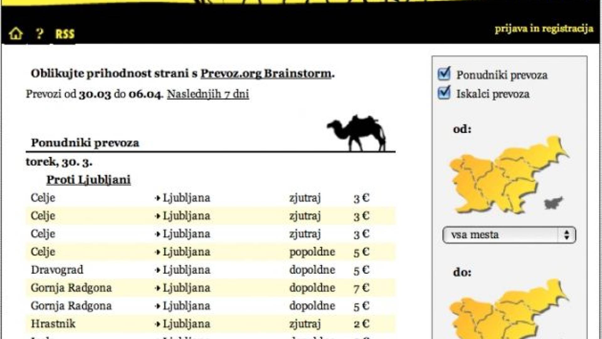  glavna stran Prevoz.org