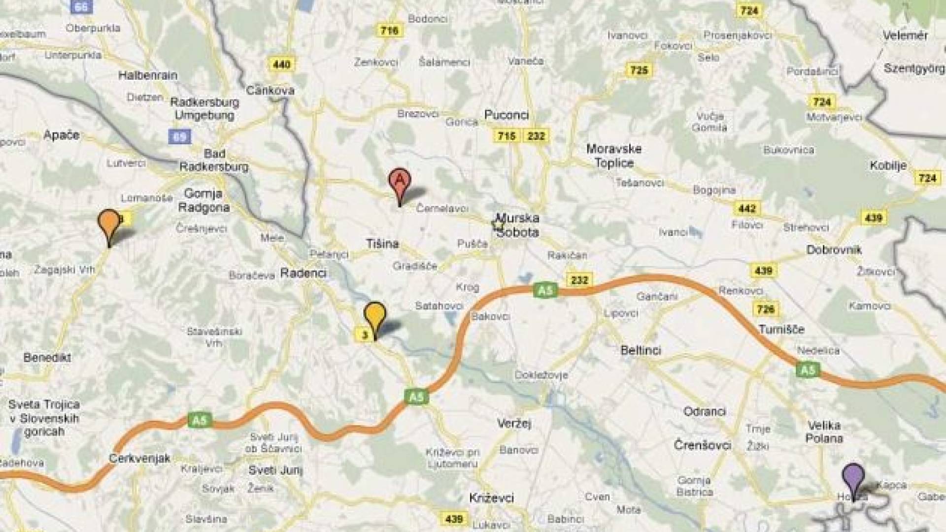 Lokacije stacionarnih radarjev