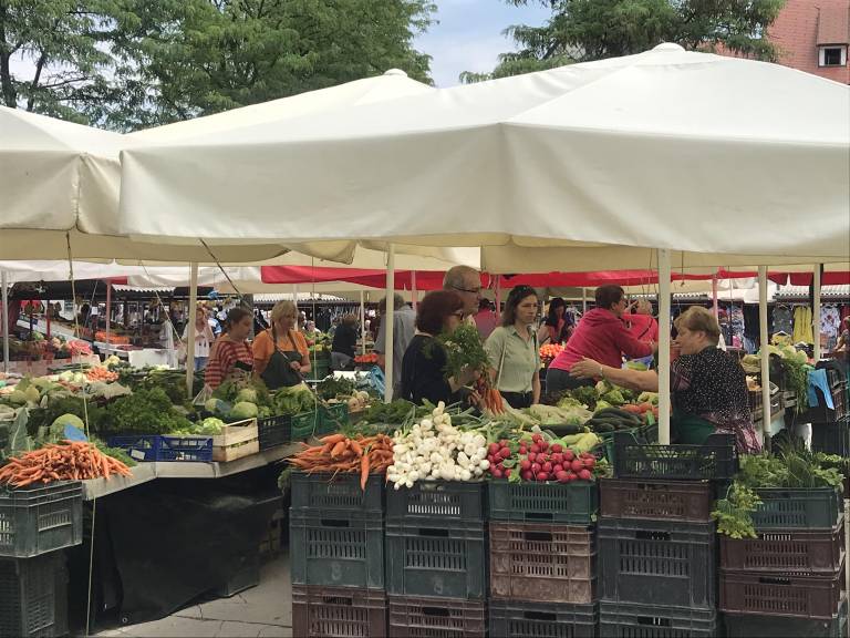 Nekateri so petkovo dopoldne izkoristili za obisk ljubljanske tržnice. 