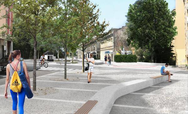 Na Trgu MDB bodo poleg novega spomenika uredili površine za pešce in kolesarje. VIR: MOL.